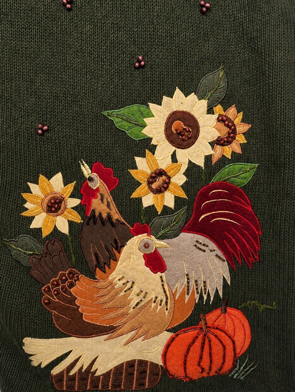 Tiara Women 2X Fall Harvest Chicken Pumpkin Zip Sweater Vest Cottagecore Granny - Picture 3 of 10